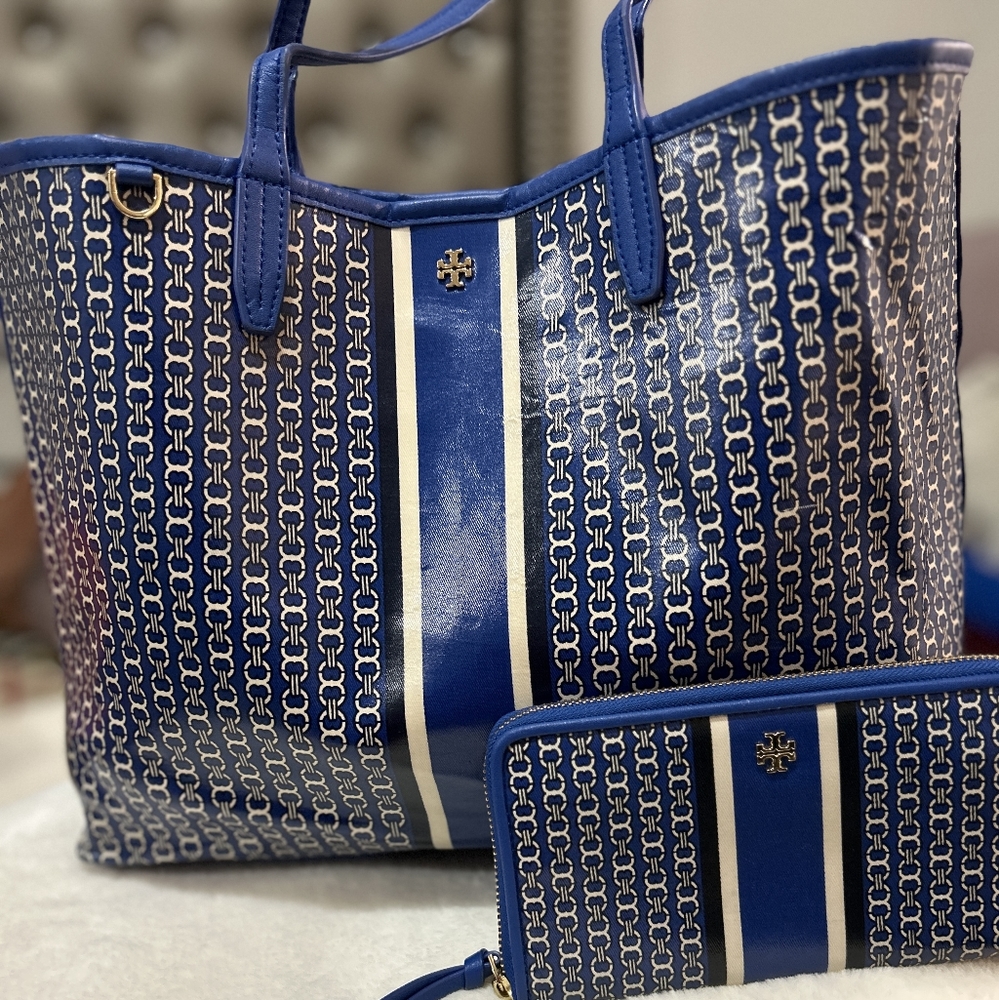 Tory Burch Gemini Link tote and wallet combo royal blue - can buy separately